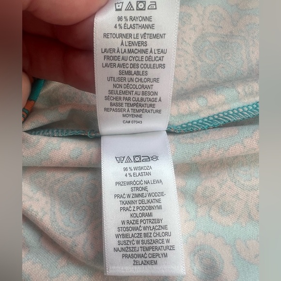 Sigrid Olsen Summer Dress Racerback Teal & Coral Light Beach Cruise Size Large - Picture 10 of 11